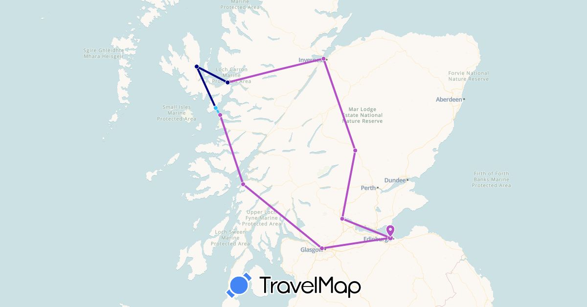 TravelMap itinerary: driving, train, boat in United Kingdom (Europe)